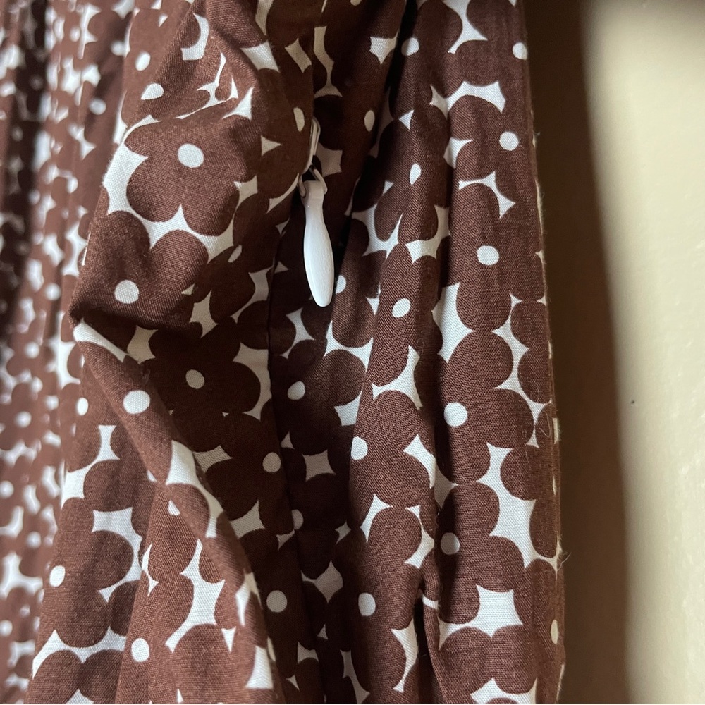 J Crew Mini Dress 14 Brown Floral Drop Waist Cotton Poplin BR400 Cottagecore NWT - Picture 7 of 15